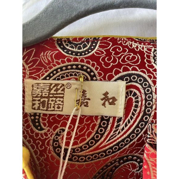 Vintage Chinese Silk Jacket Blazer Red & Gold X-Large - Picture 4 of 5